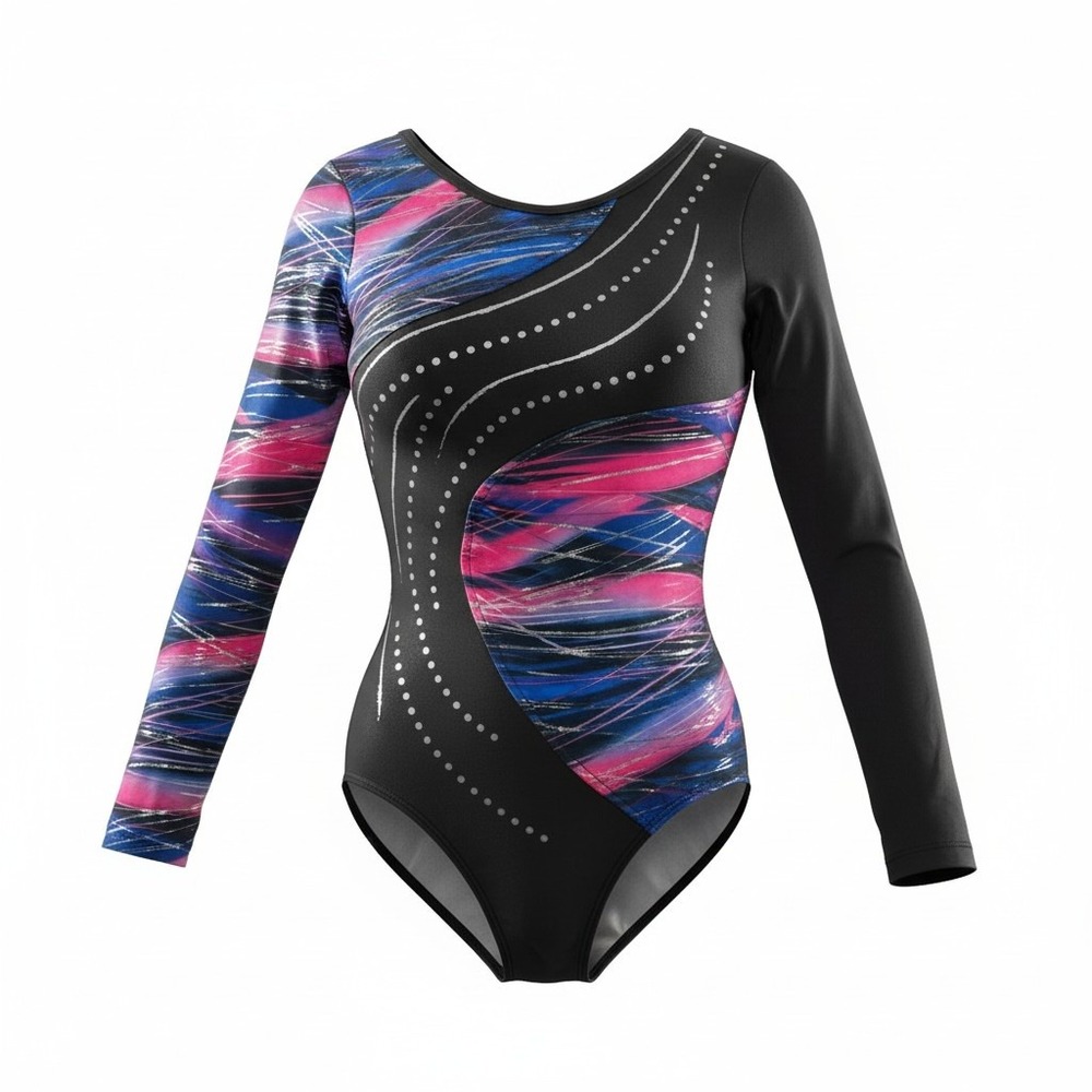 Future Star Capezio Girls Gymnastics Leotard Pink Blue Silver FS6702C Medium